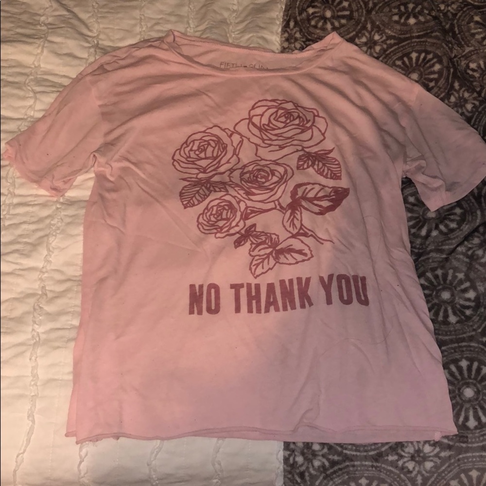 “no thank you” shirt with roses